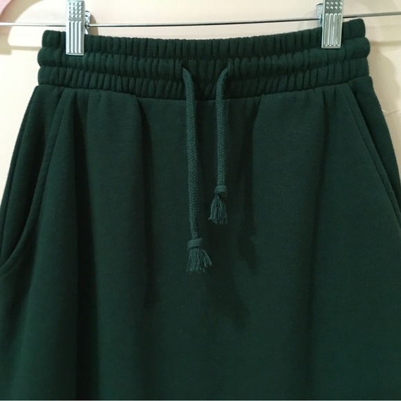 Zara Plush Midi Skirt Green Drawstring Pockets Women’s Size S New 1660/820 - Picture 4 of 11